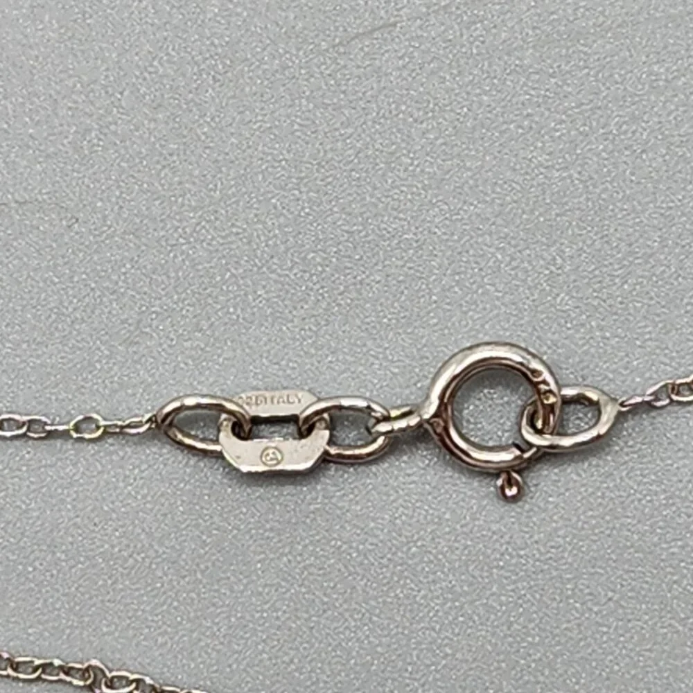 Sterling Silver Teardrop Pendant Necklace w CZ accent 925 DL Italy Link Chain - Picture 7 of 9